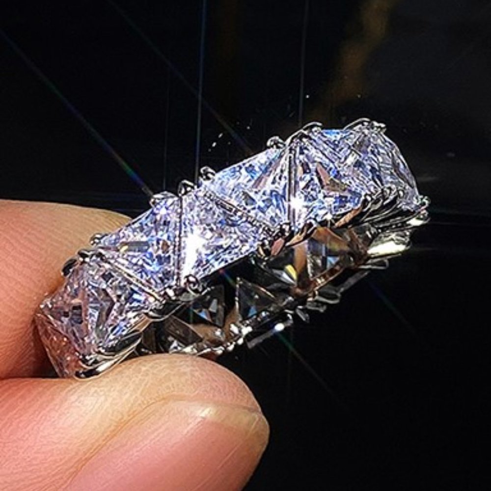 Trillion Cut Anniversary Band Ring - Picture 4 of 5